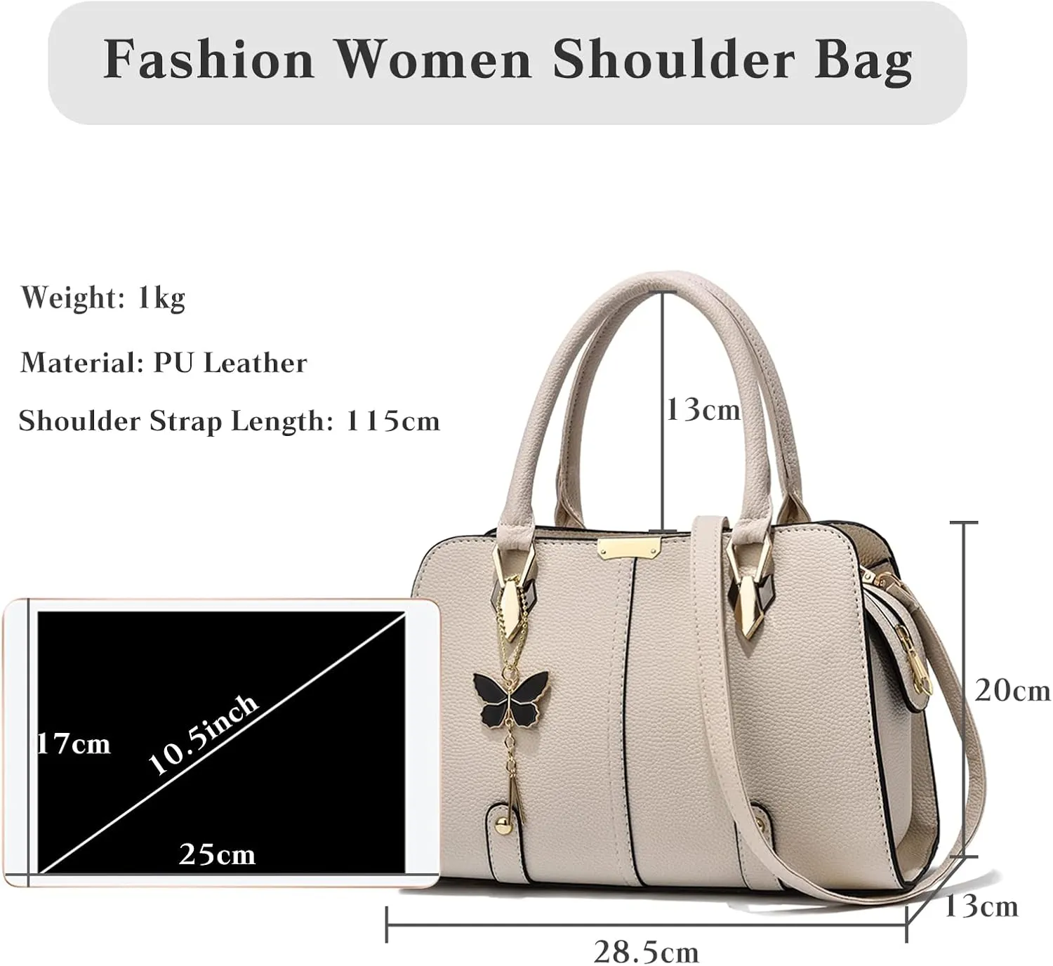 Women Handbag Tote Bag PU Leather Shoulder Bag Crossbody Bag Waterproof Satchel Bag