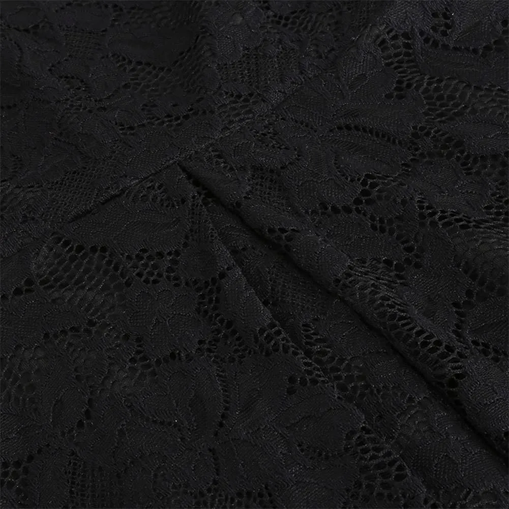 Women Mesh Floral Embroidery Vintage Cocktail Swing Dress Illusion 50s Goth Flared A line Casual Wedding Prom Evening Dress