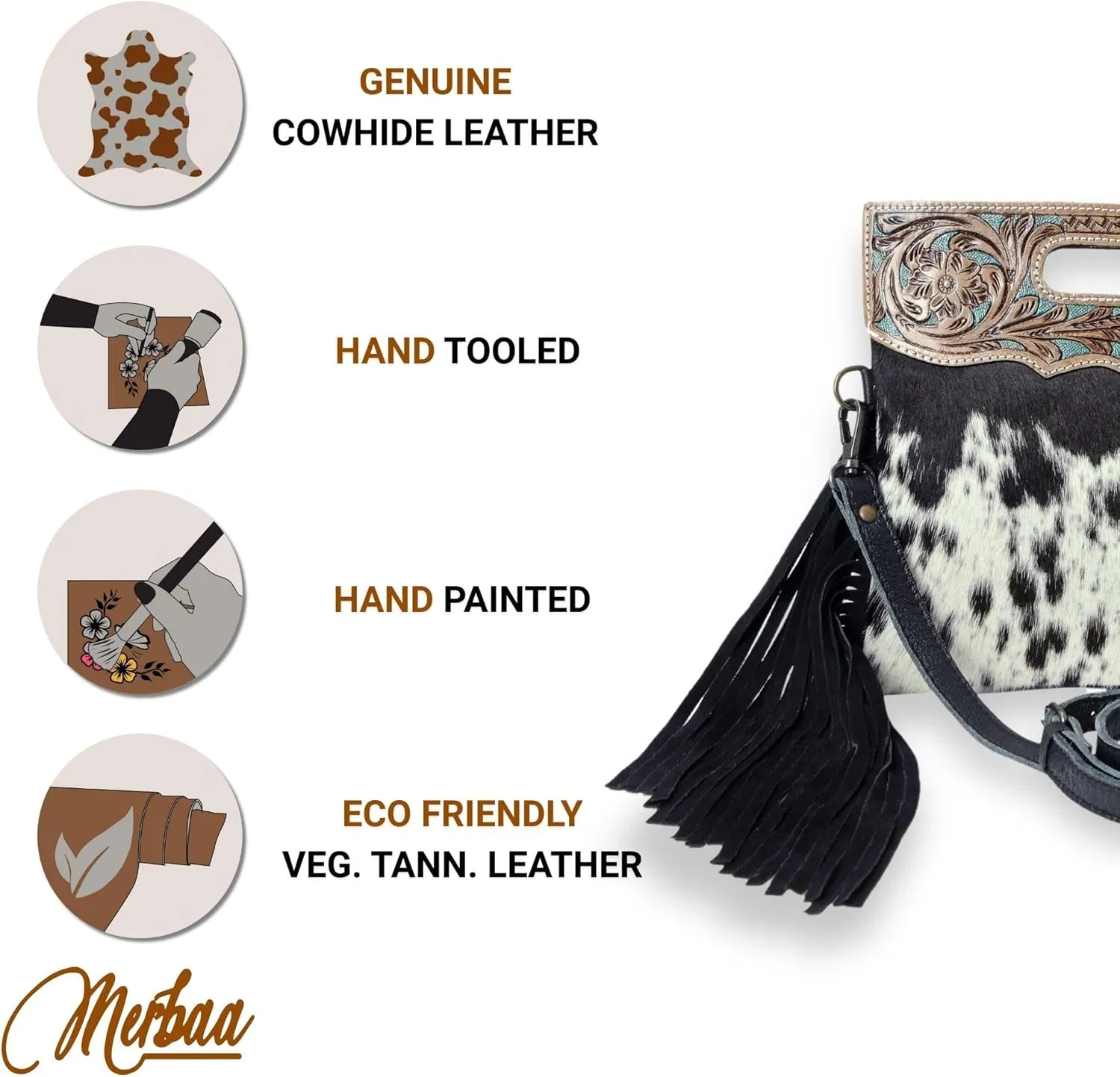 Women Natural Cowhide Leather Crossbody Sling Bag With Adjustable Detachable Strap | Shoulder Bag | Handbag