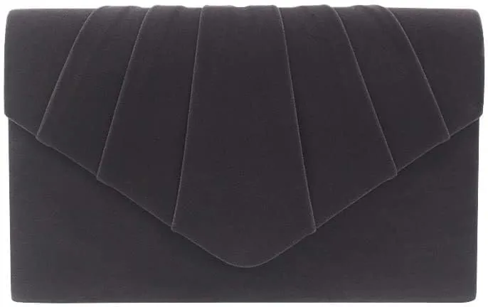 Women Pleated Evening Bag Velvet Suede Envelope Clutch Purse Party Prom Handbag Well made