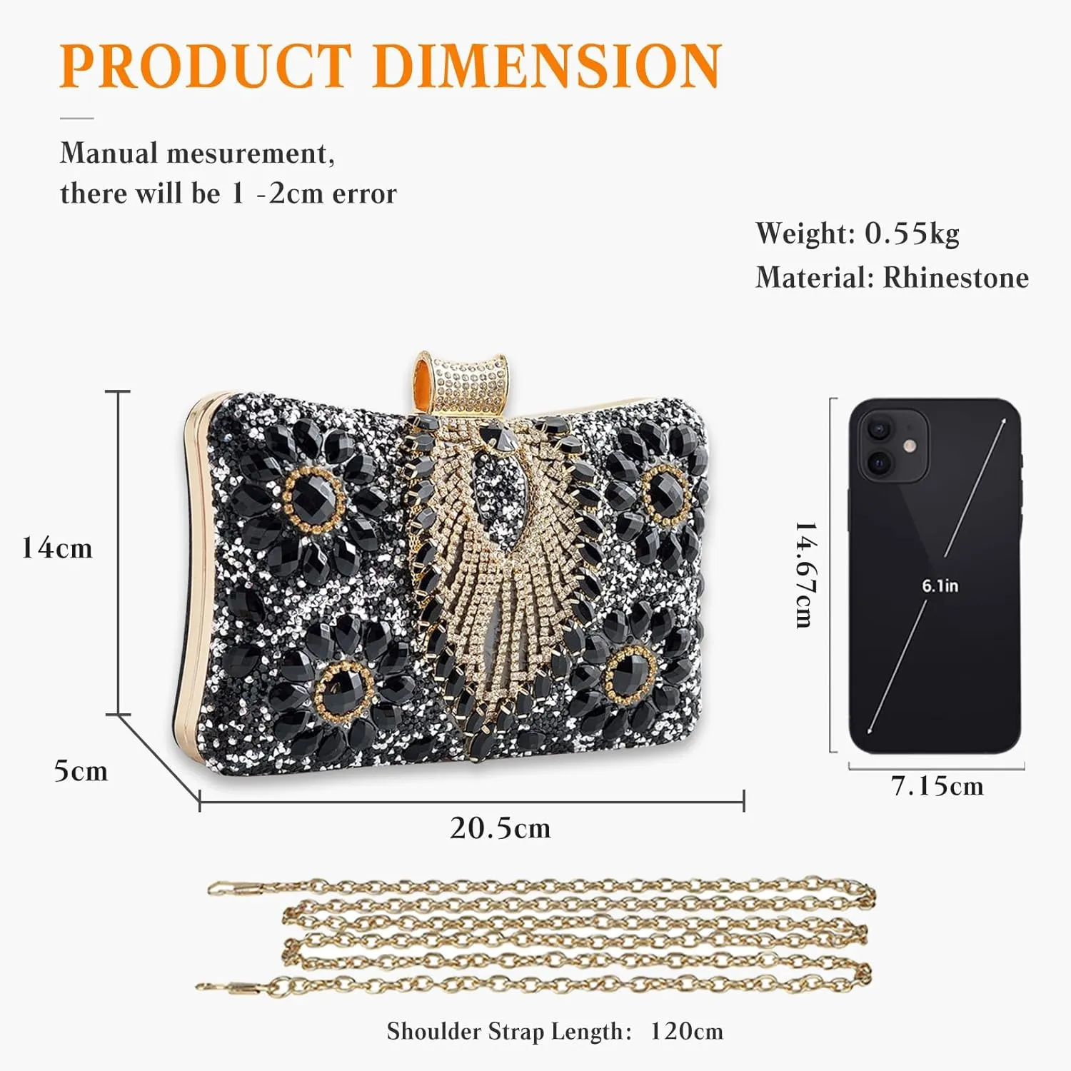Women Rhinestone Evening Bag Multicolor Clutch Bag Bridal Wedding Purse Luxury Crystal Handbag Glitter Shoulder Bag