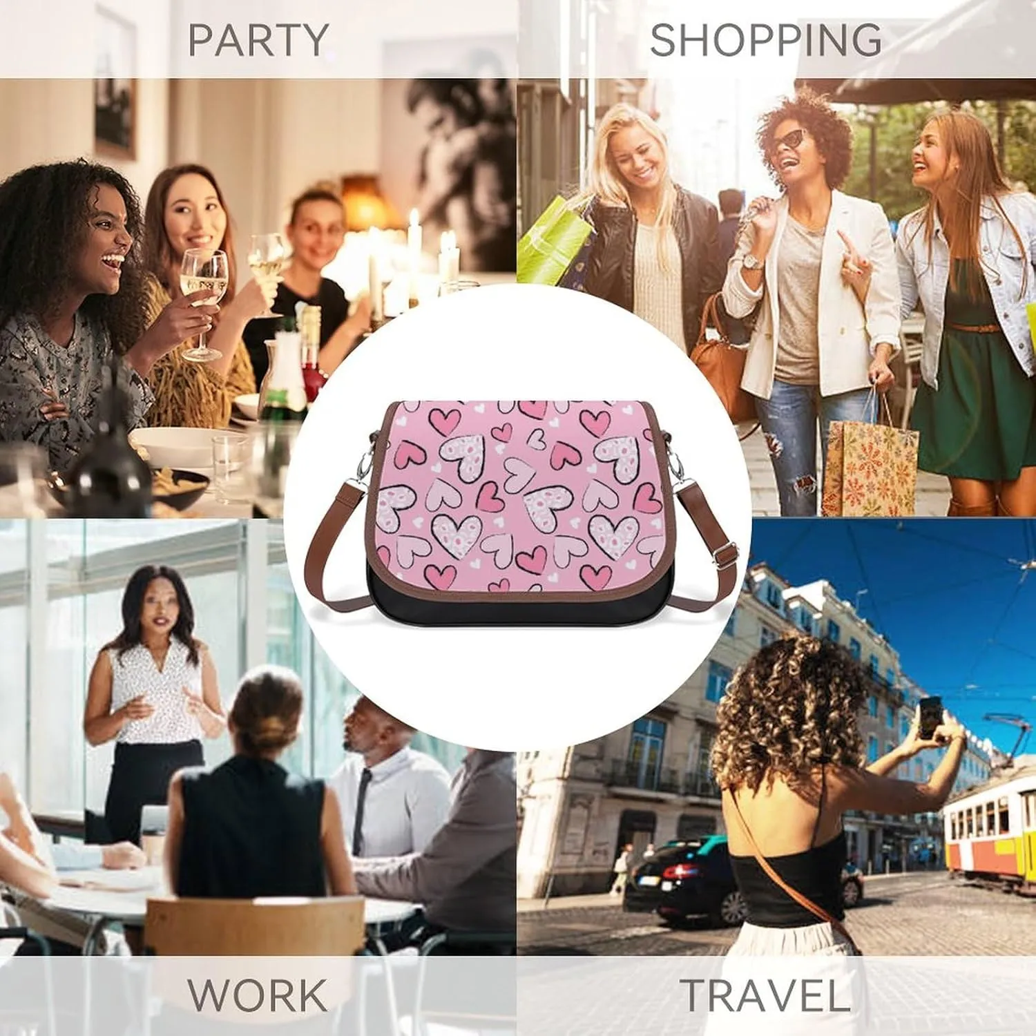 Women Shoulder Bag Leather Hobo Handbags Adjustable Shoulder Bags