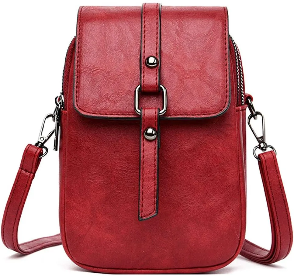 Women Small Crossbody Phone Bag Vegan Leather Shoulder Handbags Cellphone Purse Wallet with Adjustable Strap