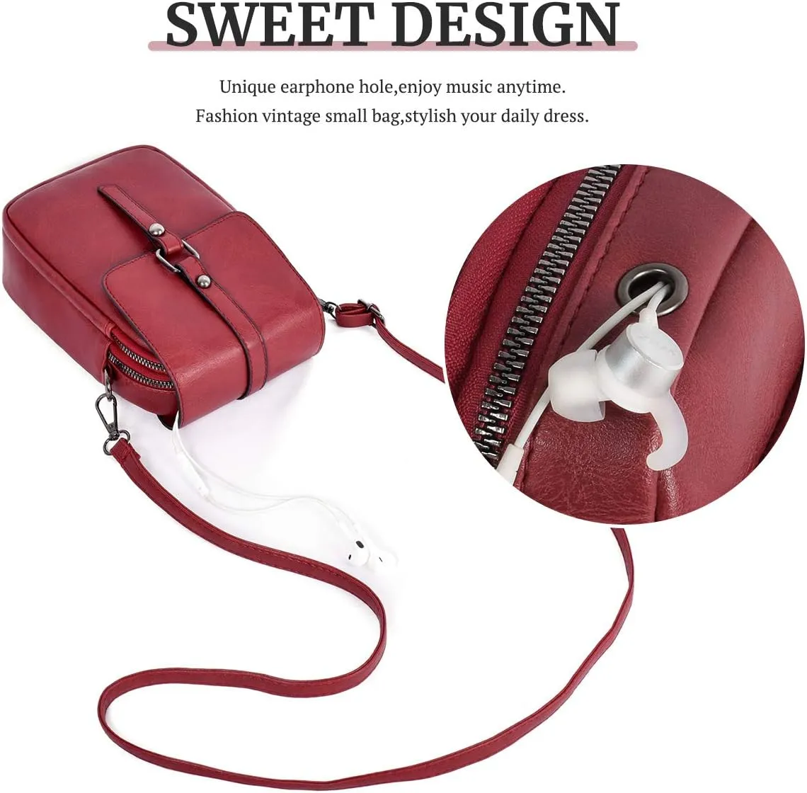 Women Small Crossbody Phone Bag Vegan Leather Shoulder Handbags Cellphone Purse Wallet with Adjustable Strap