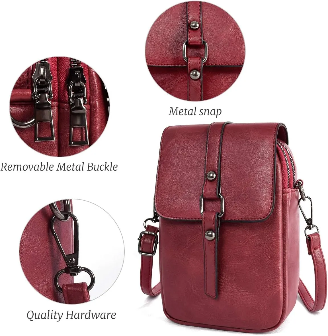 Women Small Crossbody Phone Bag Vegan Leather Shoulder Handbags Cellphone Purse Wallet with Adjustable Strap