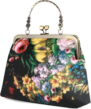 Women Small Retro Purse Vintage Top Handle Handbag Kiss Lock Shoulder Bag
