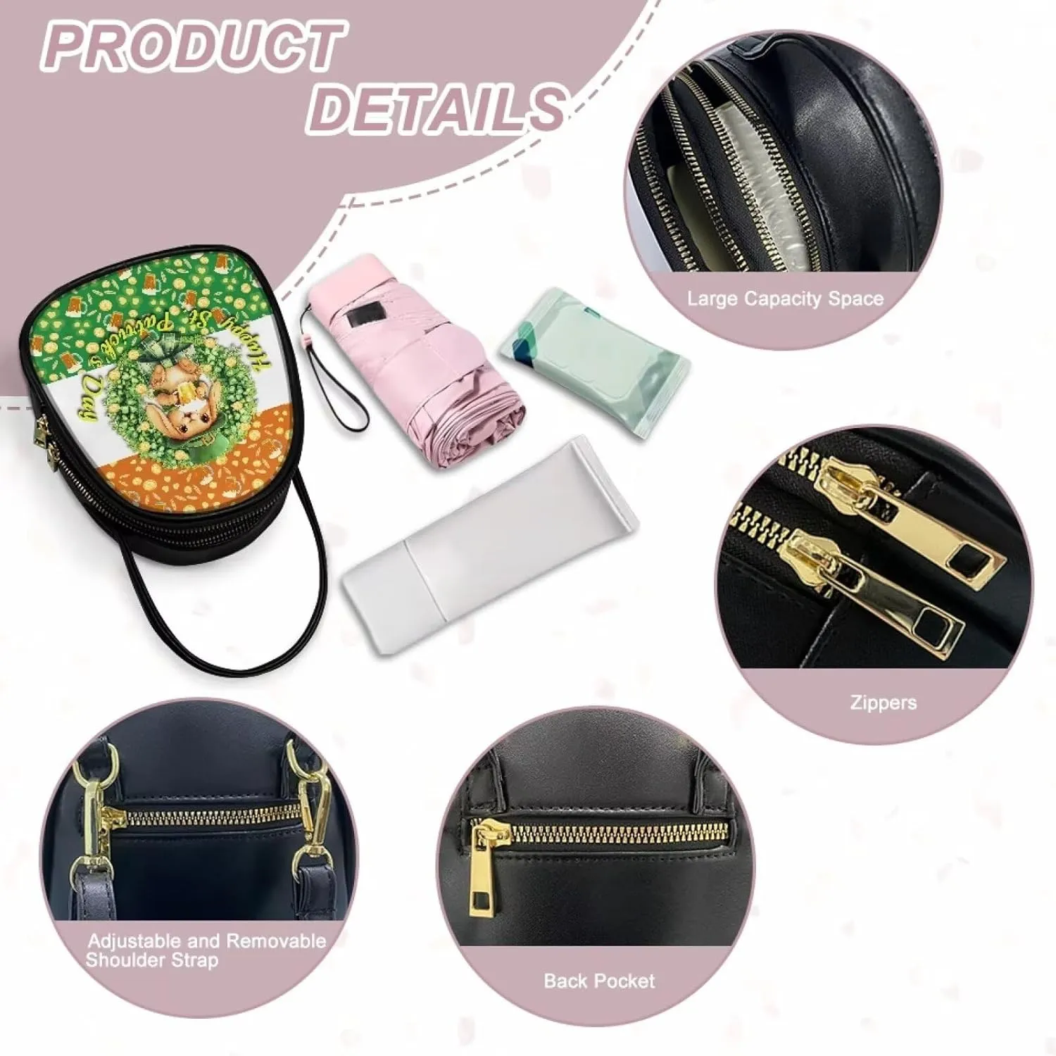 Women Small Shoulder Bag Waterproof Tote Square Satchel Handbags Lady Double Layer Portable Travel Holiday Gifts
