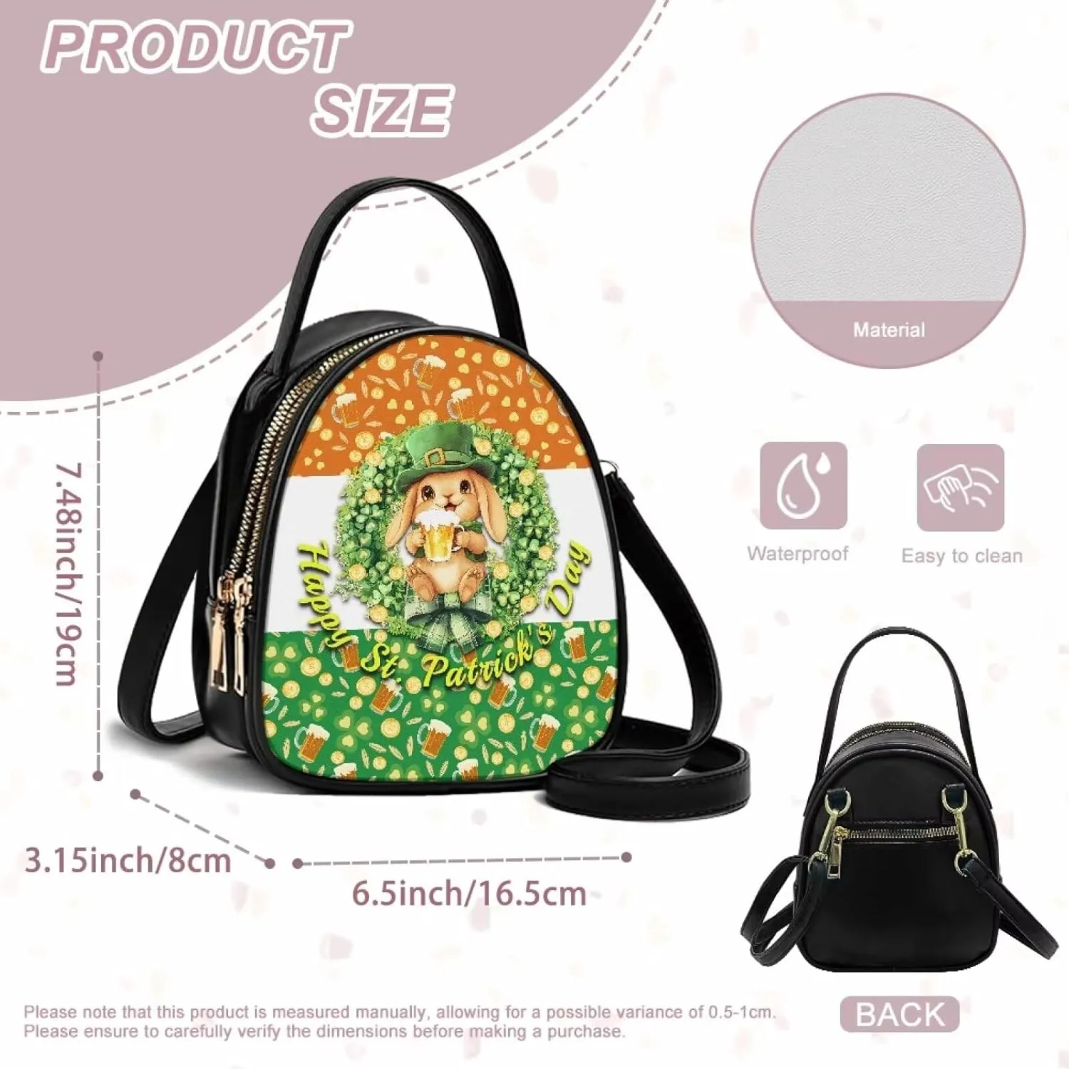 Women Small Shoulder Bag Waterproof Tote Square Satchel Handbags Lady Double Layer Portable Travel Holiday Gifts