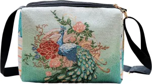 Women Vintage Crossbody Bag Lightweight Butterfly/Floral Embroidery Shoulder Bag Handbag for Beach Vacation Travel