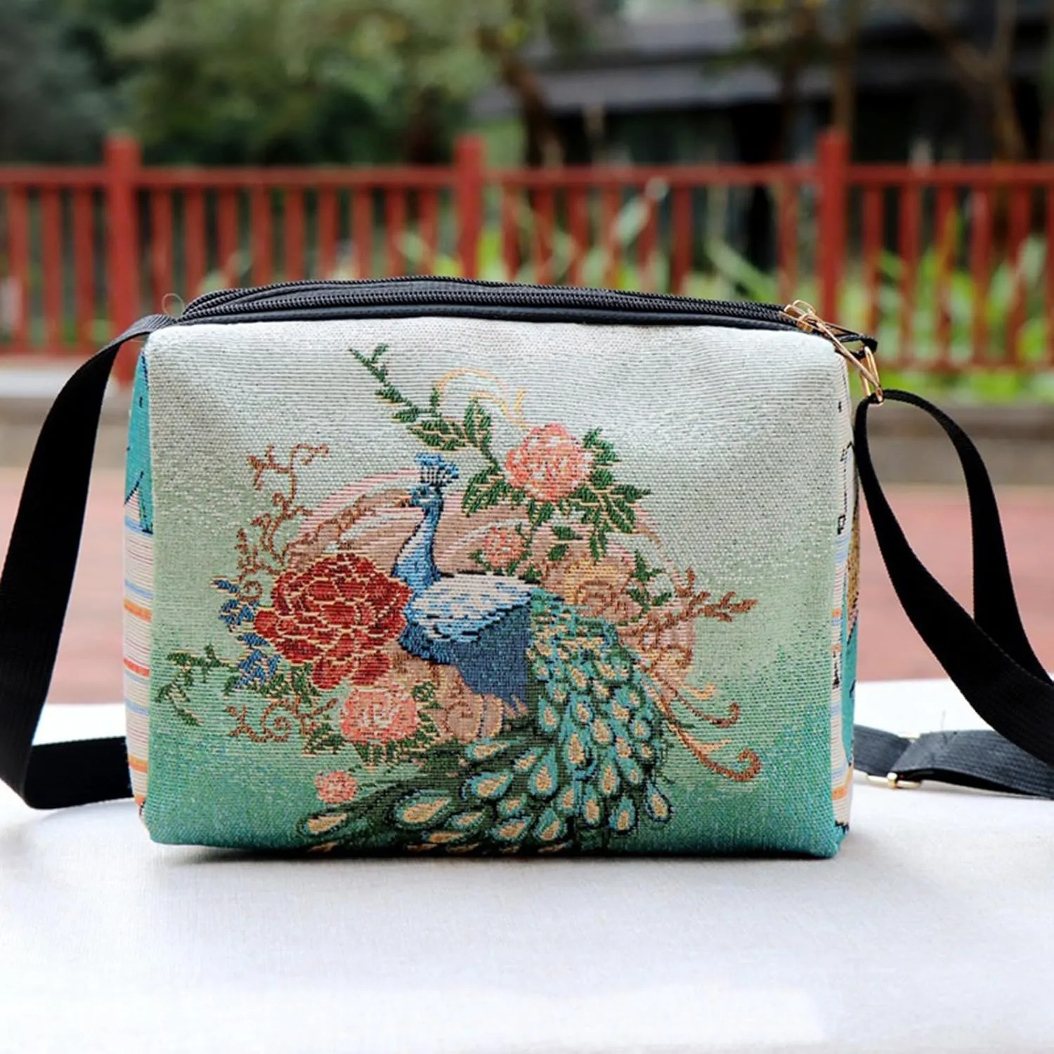 Women Vintage Crossbody Bag Lightweight Butterfly/Floral Embroidery Shoulder Bag Handbag for Beach Vacation Travel