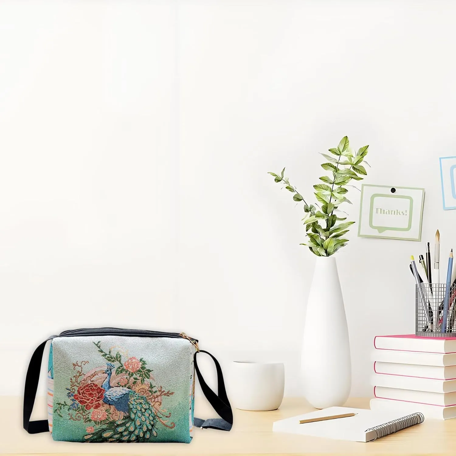 Women Vintage Crossbody Bag Lightweight Butterfly/Floral Embroidery Shoulder Bag Handbag for Beach Vacation Travel
