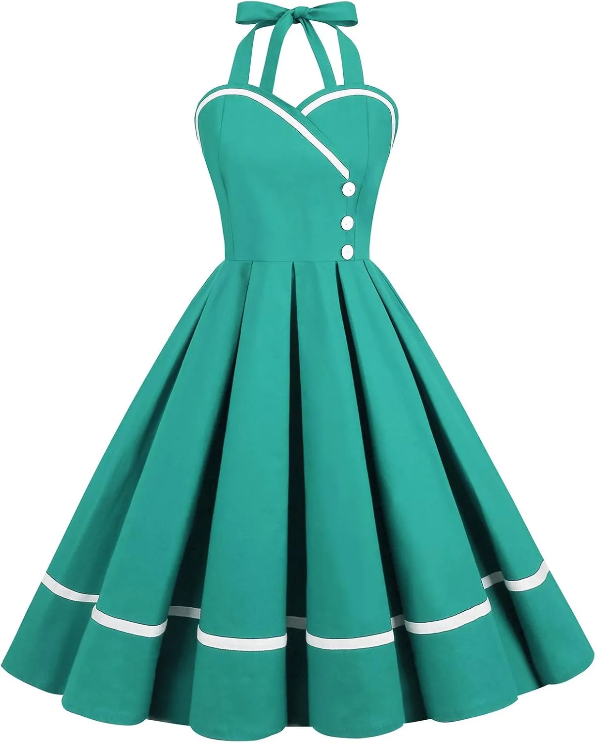 Women Vintage Dresses 1950s Retro Halter Audrey Hepburn 50's 60's Cocktail Swing Dress Sleeveless Tea Party Dress