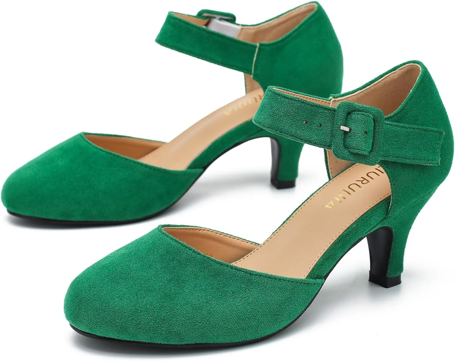 Womens Ankle Strap Kitten Heels Closed Toe Low Heel Dress Shoes Comfortable Vintage Pumps for Women Dressy Bridal Wedding Party