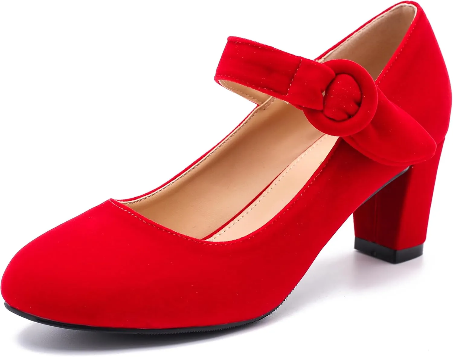 Womens Block Chunky Heels Mary Janes Ankle Strap Dress Shoes Vintage Office Work Church Wedding Pumps