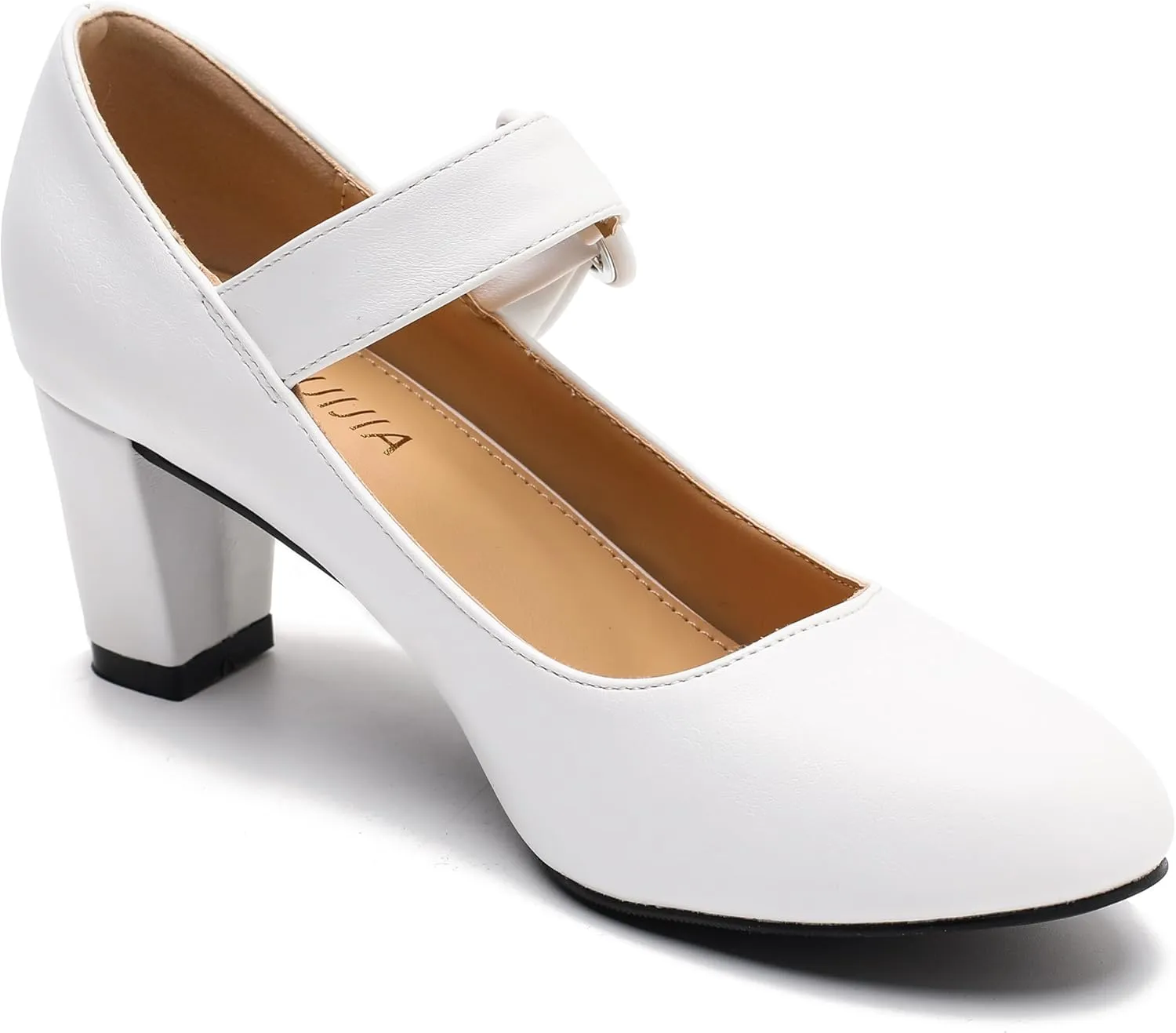 Womens Block Chunky Heels Mary Janes Ankle Strap Dress Shoes Vintage Office Work Church Wedding Pumps