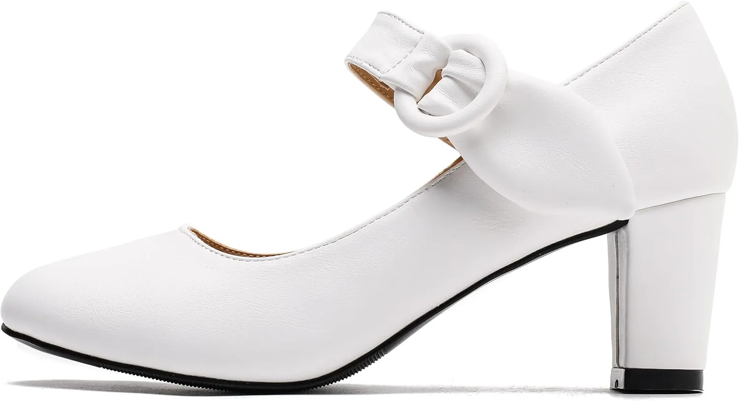 Womens Block Chunky Heels Mary Janes Ankle Strap Dress Shoes Vintage Office Work Church Wedding Pumps