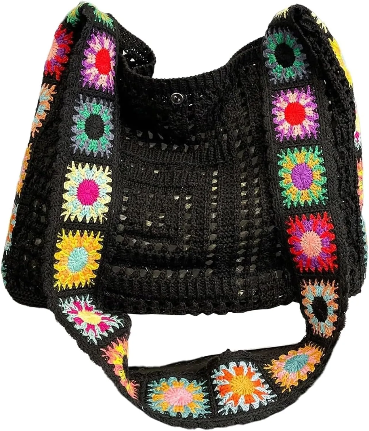 Women's Boho Embroidery Crossbody Bag Hollow Out Crochet Knit Shoulder Bag Knited Bag Handbag Summer Beach Tote