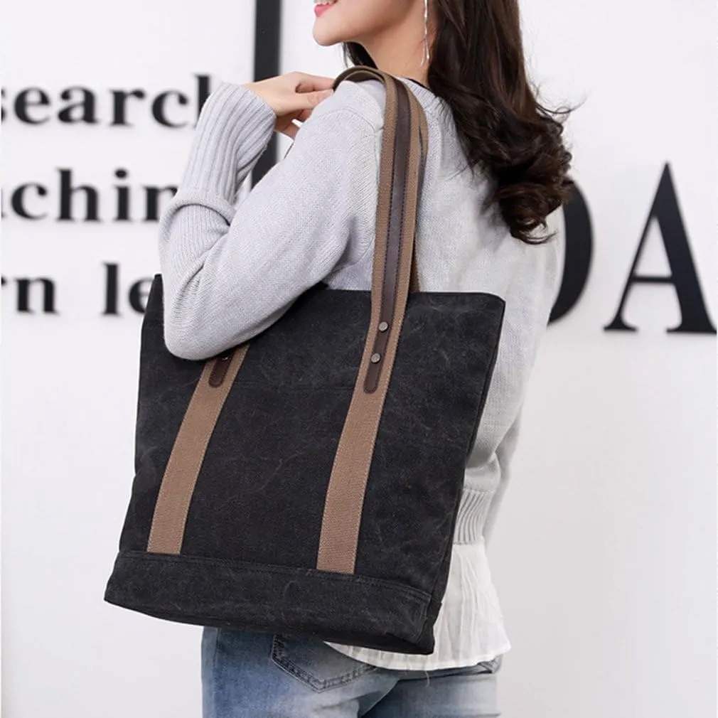 Women's Casual Canvas Handbags Work Tote Purses Shoulder Bags (Brown) One Size