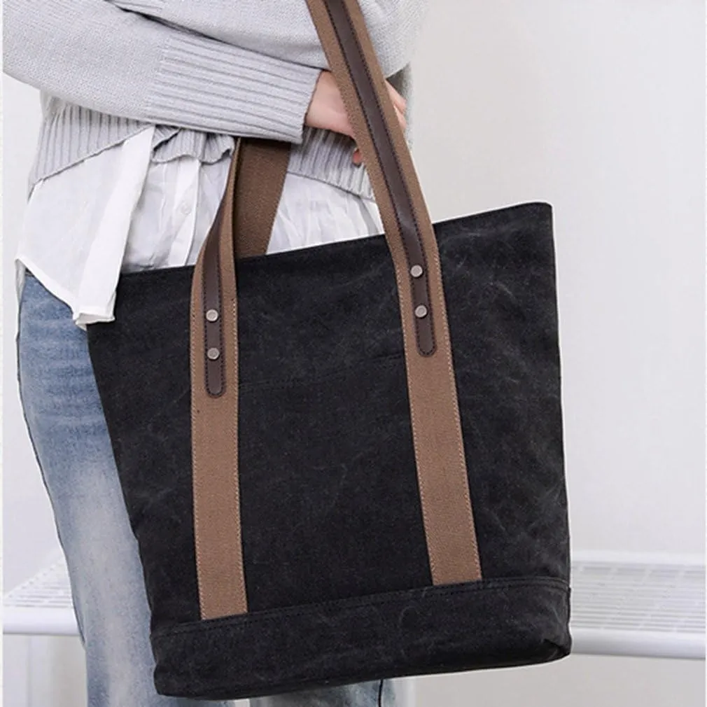 Women's Casual Canvas Handbags Work Tote Purses Shoulder Bags (Brown) One Size