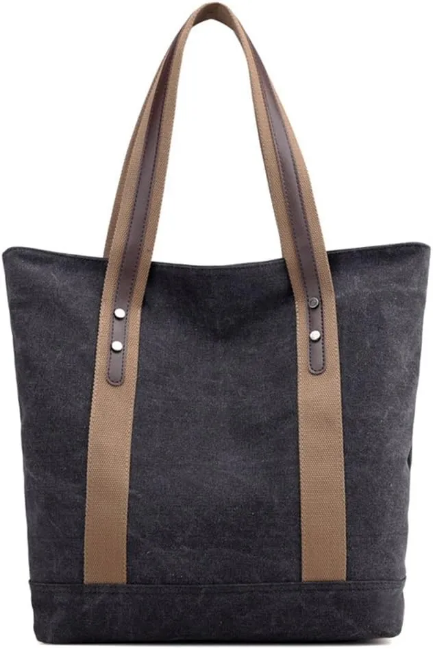 Women's Casual Canvas Handbags Work Tote Purses Shoulder Bags (Brown) One Size