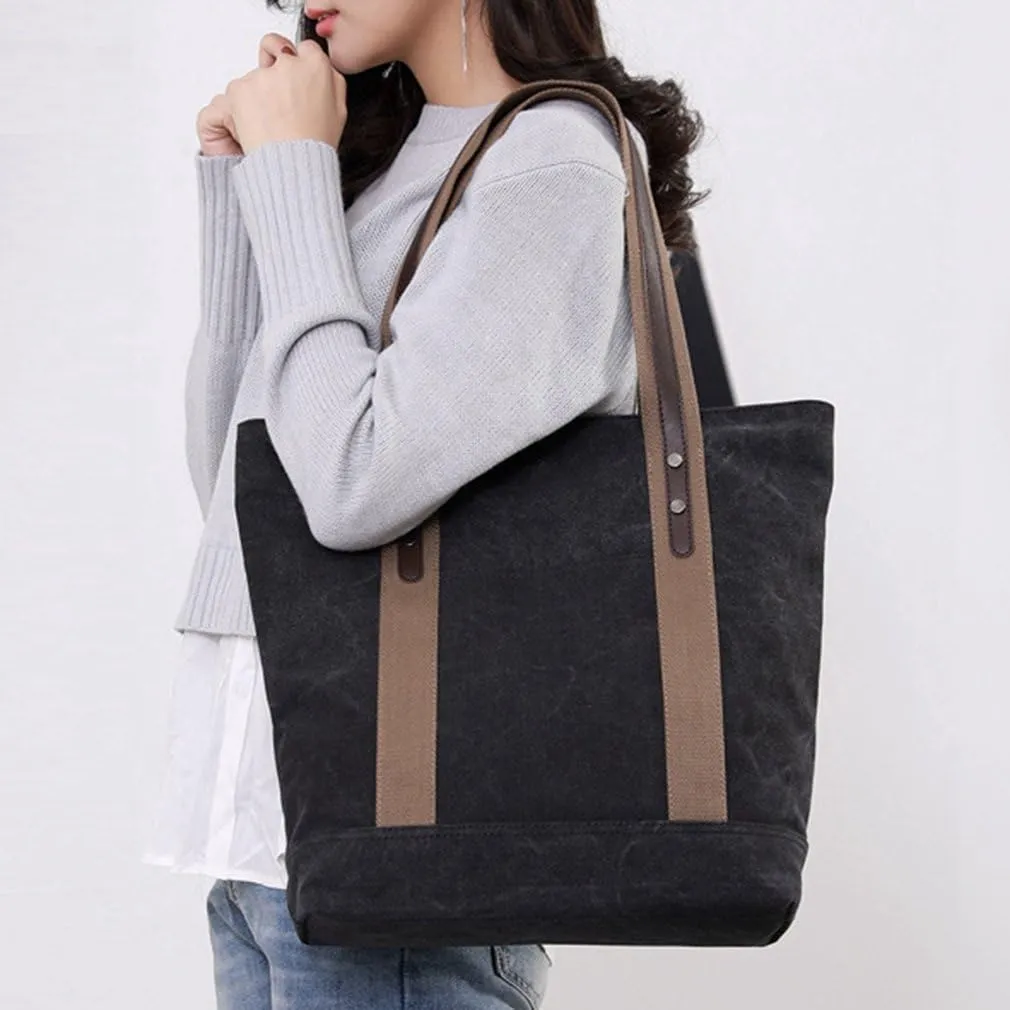 Women's Casual Canvas Handbags Work Tote Purses Shoulder Bags (Brown) One Size