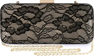 Women's Elegant Floral Lace Clutch Formal Evening Prom Handbag Purse
