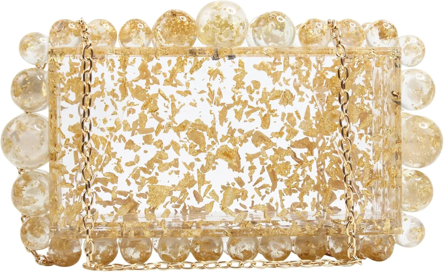 Women's Evening Bag Sparkly Pearl Clutch Purse Acrylic Crossbody Bag for Women