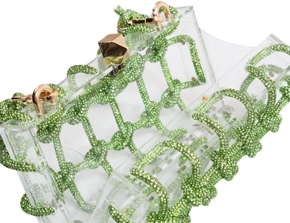 Women's Evening Bag Sparkly Rhinestone Clutch Purse Bling Acrylic Crossbody Bag for Women
