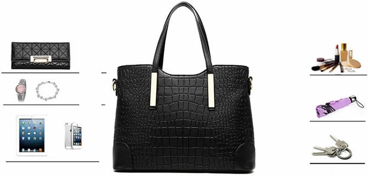 Women's Handbags 2pcs/Set Women Bag New Hand Bags for Fashion Woman Handbags Tote Leather Shoulder Bag Ladies Handbags(Dark Bule)