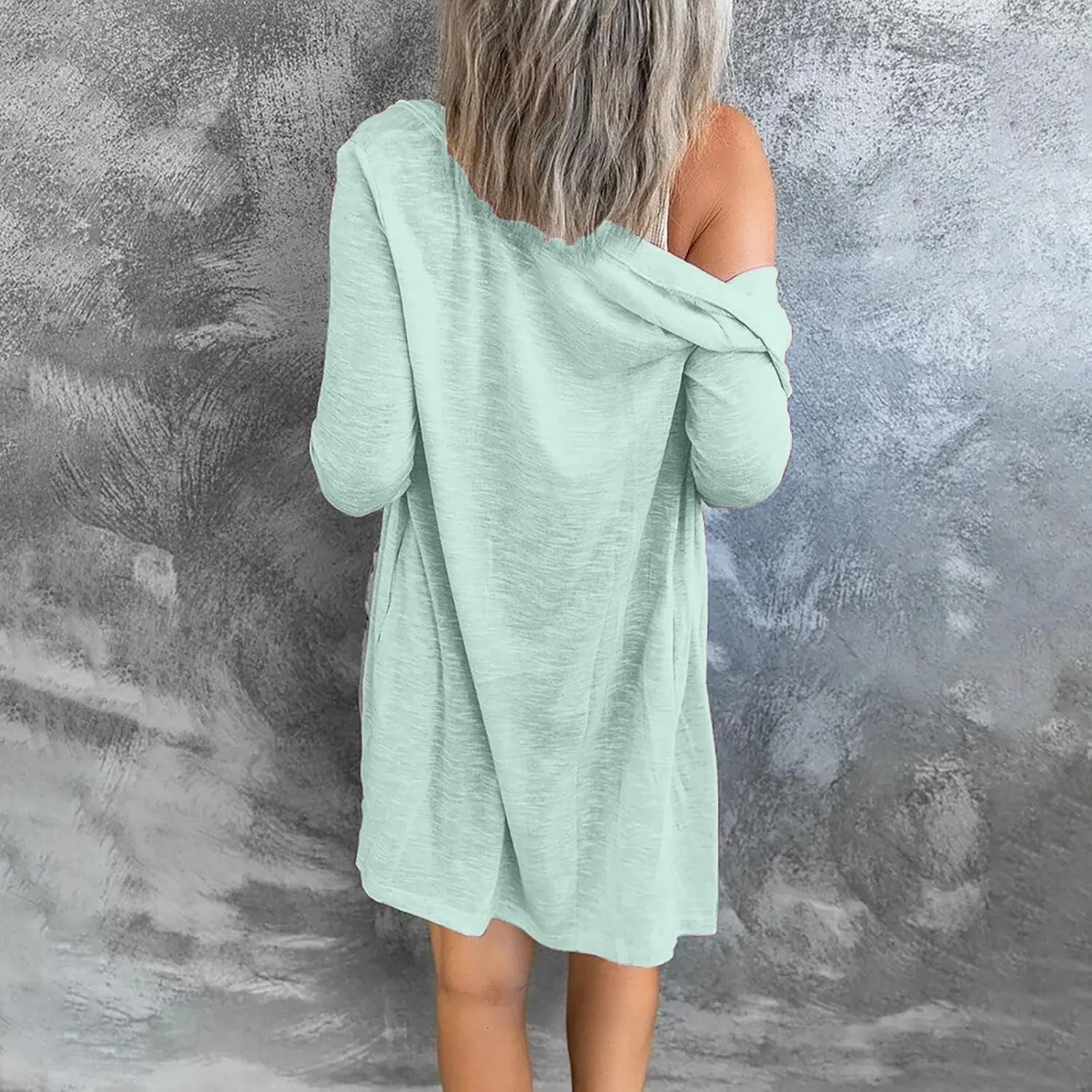 Womens Long Sleeve Open Front Cardigans Fashion Long Sweaters Warm Elegant Loose Casual Outwear