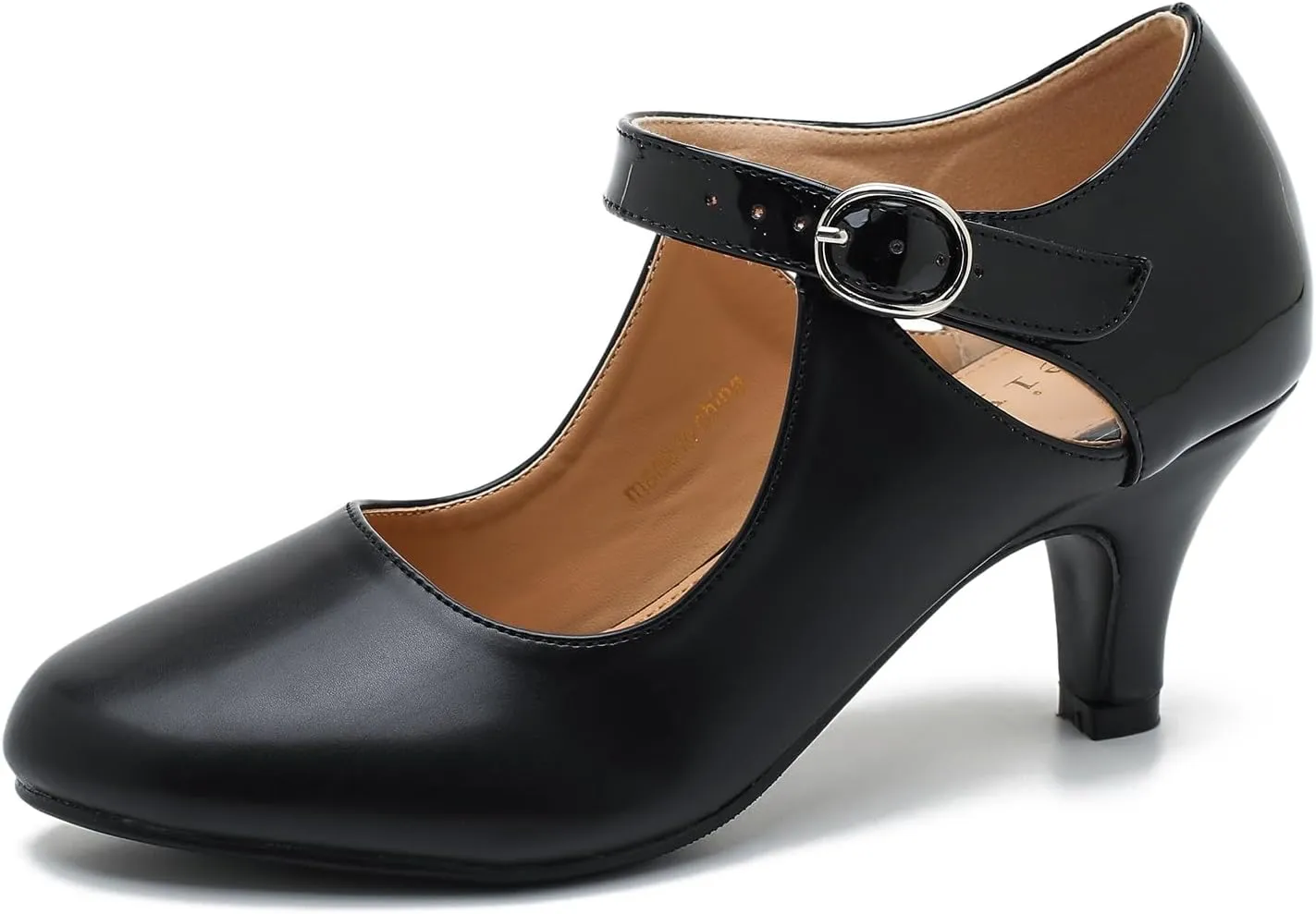 Women's Low Kitten Heels Mary Janes Pumps Cutout Round Toe Retro Vintage Hollow Out Ankle Strap Dress Shoes