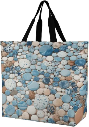 Women's Multi-Functional Shopping Bag，Blue And Brown Mix Printing Messenger Bag Shoulder Bag for Travel, Work, Shopping & Parties with Inner Pocket, Grocery Bag Lightweight & Water-Resistant