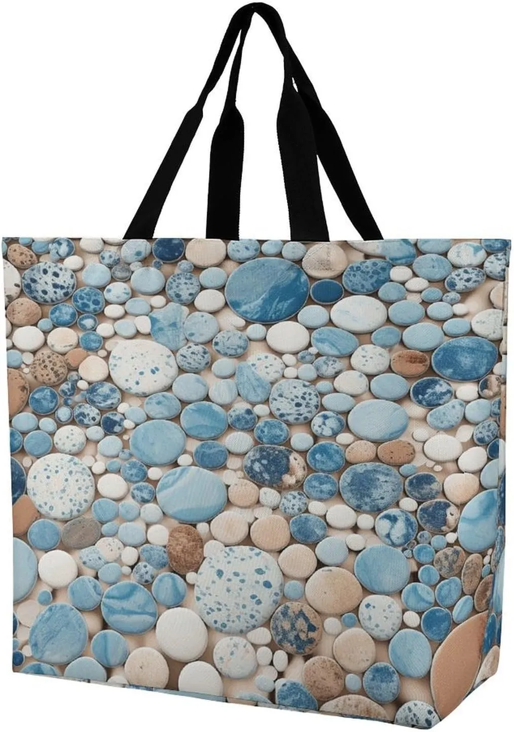 Women's Multi-Functional Shopping Bag，Blue And Brown Mix Printing Messenger Bag Shoulder Bag for Travel, Work, Shopping & Parties with Inner Pocket, Grocery Bag Lightweight & Water-Resistant