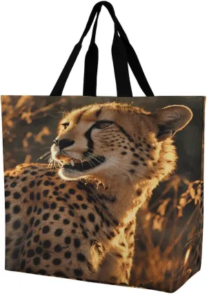 Women's Multi-Functional Shopping Bag，Cheetah Printing Messenger Bag Shoulder Bag for Travel, Work, Shopping & Parties with Inner Pocket, Grocery Bag Lightweight & Water-Resistant