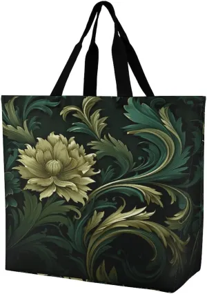 Women's Multi-Functional Shopping Bag，Dark Green And Green Style Printing Messenger Bag Shoulder Bag for Travel, Work, Shopping & Parties with Inner Pocket, Grocery Bag Lightweight & Water-Resistant