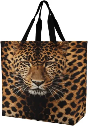 Women's Multi-Functional Shopping Bag，Depict A Leopard Printing Messenger Bag Shoulder Bag for Travel, Work, Shopping & Parties with Inner Pocket, Grocery Bag Lightweight & Water-Resistant