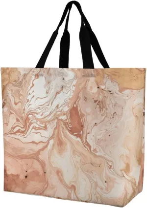 Women's Multi-Functional Shopping Bag，Light Peach And Brown Printing Messenger Bag Shoulder Bag for Travel, Work, Shopping & Parties with Inner Pocket, Grocery Bag Lightweight & Water-Resistant