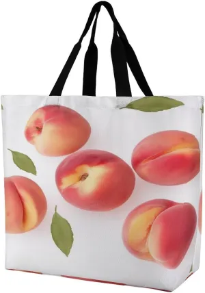 Women's Multi-Functional Shopping Bag，Peach Printing Messenger Bag Shoulder Bag for Travel, Work, Shopping & Parties with Inner Pocket, Grocery Bag Lightweight & Water-Resistant