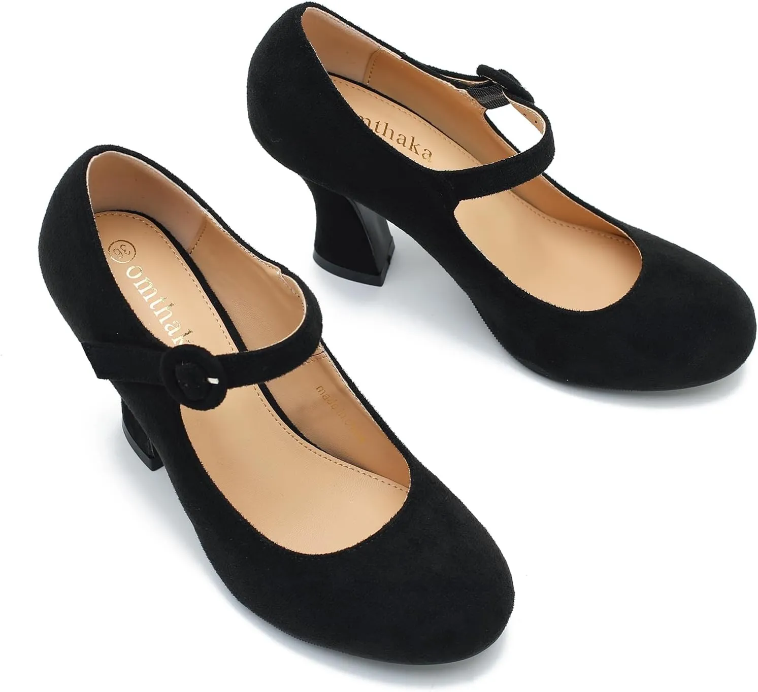 Women's Pumps Ankle Strap High Heels Close Toe Classic Comfortable Chunky Heel Mary Jane Shoes for Women Dressy Wedding Party