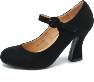 Women's Pumps Ankle Strap High Heels Close Toe Classic Comfortable Chunky Heel Mary Jane Shoes for Women Dressy Wedding Party