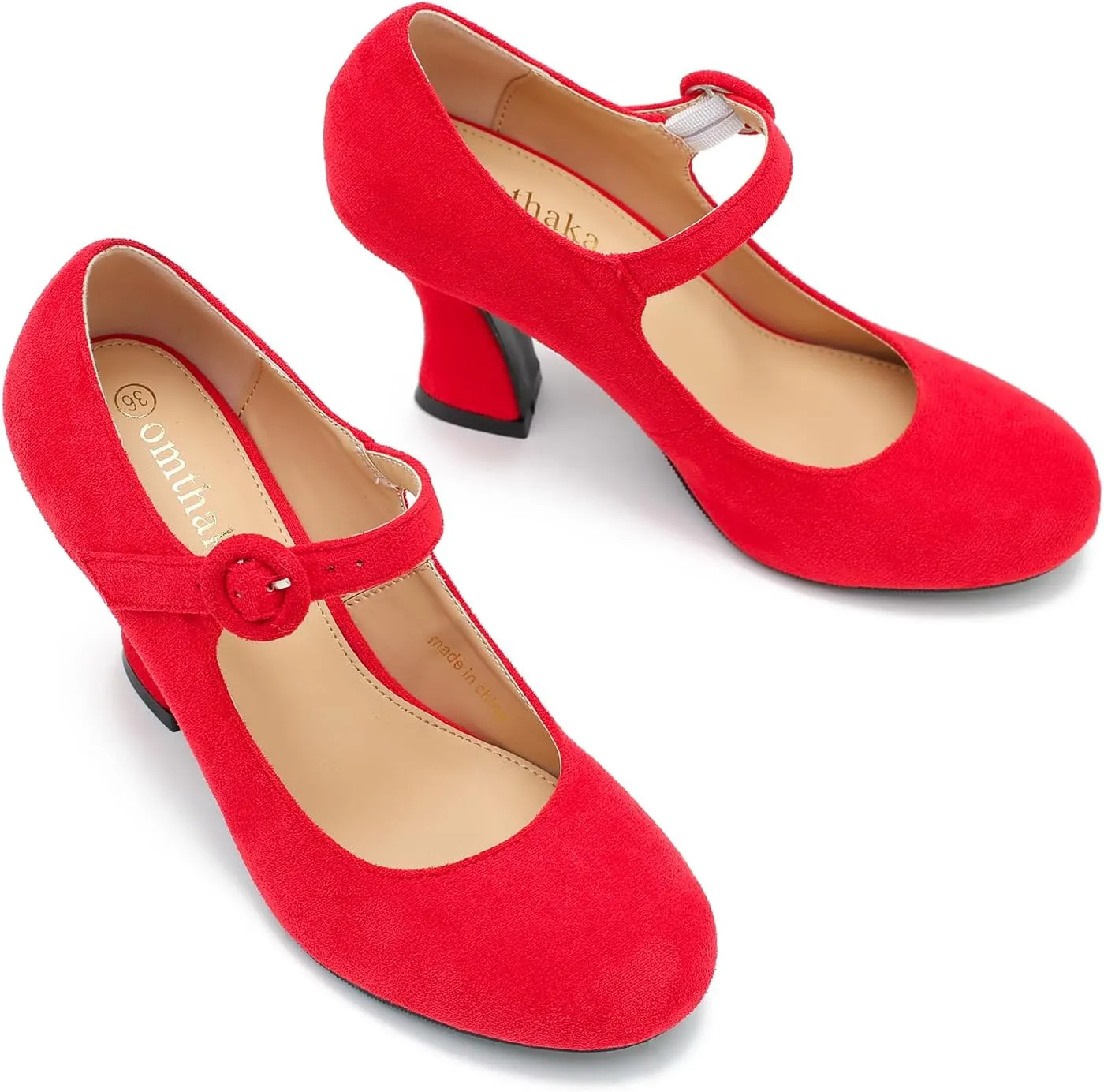 Women's Pumps Ankle Strap High Heels Close Toe Classic Comfortable Chunky Heel Mary Jane Shoes for Women Dressy Wedding Party