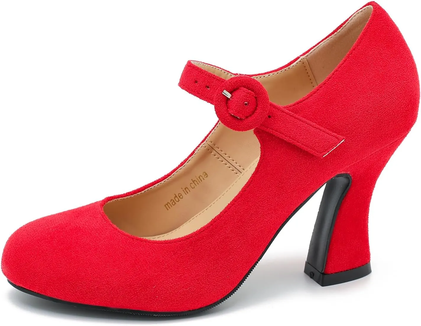 Women's Pumps Ankle Strap High Heels Close Toe Classic Comfortable Chunky Heel Mary Jane Shoes for Women Dressy Wedding Party