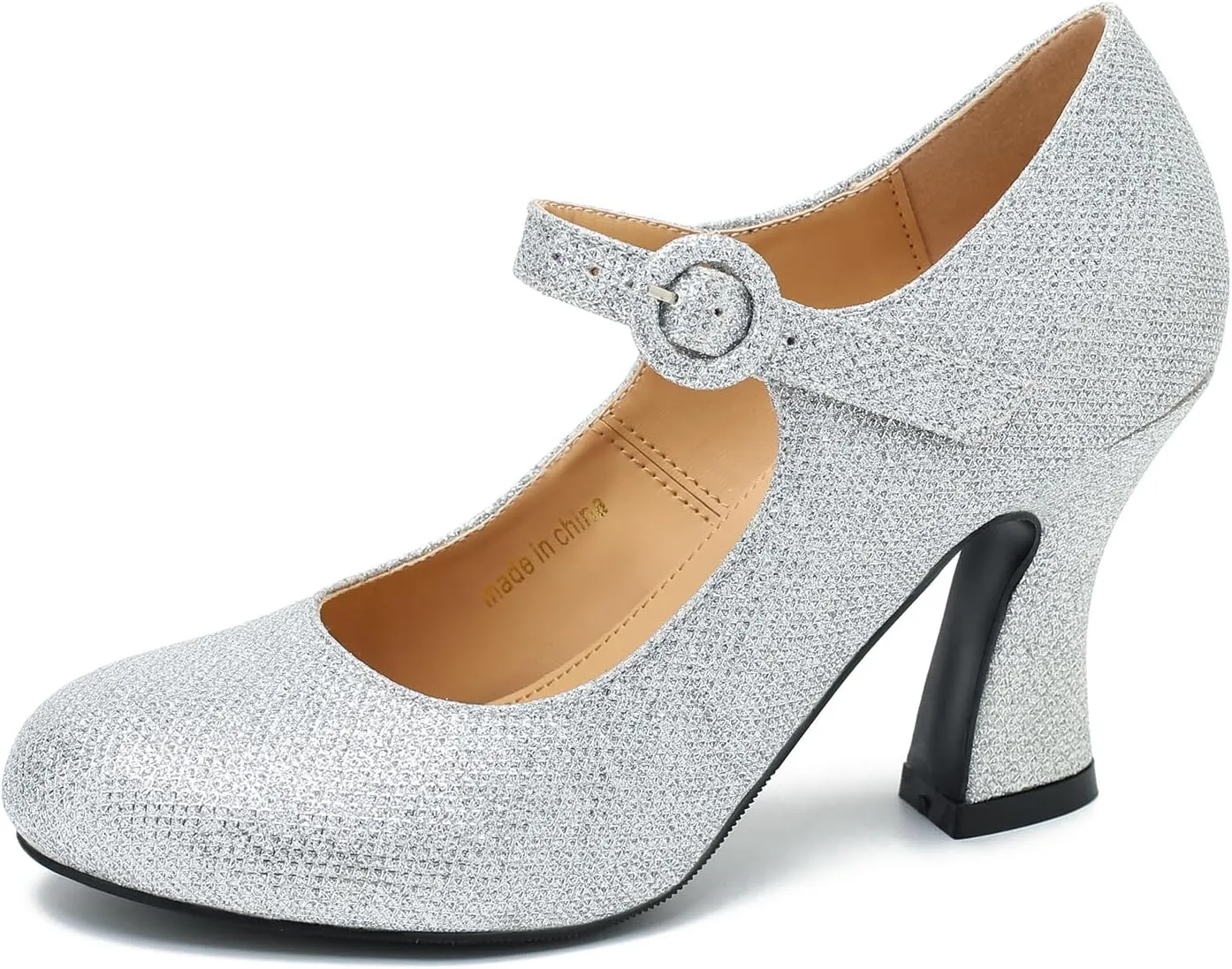 Women's Pumps Ankle Strap High Heels Close Toe Classic Comfortable Chunky Heel Mary Jane Shoes for Women Dressy Wedding Party