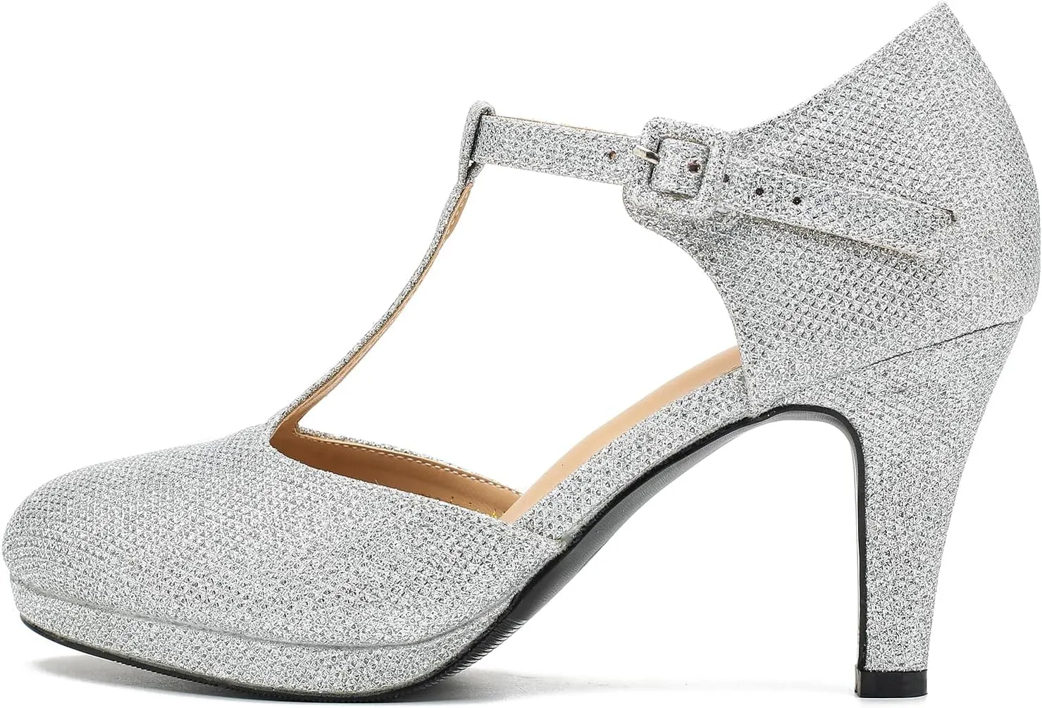 Women's Pumps Close Toe Kitten Heels Retro T Strap Mary Jane Comfortable Office Work Dress Shoes