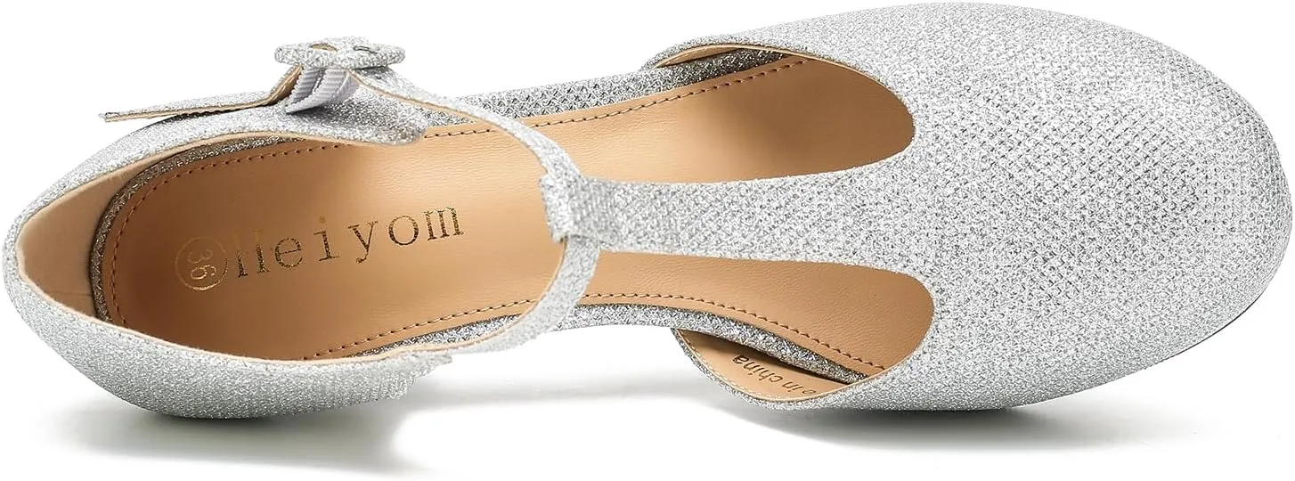 Women's Pumps Close Toe Kitten Heels Retro T Strap Mary Jane Comfortable Office Work Dress Shoes