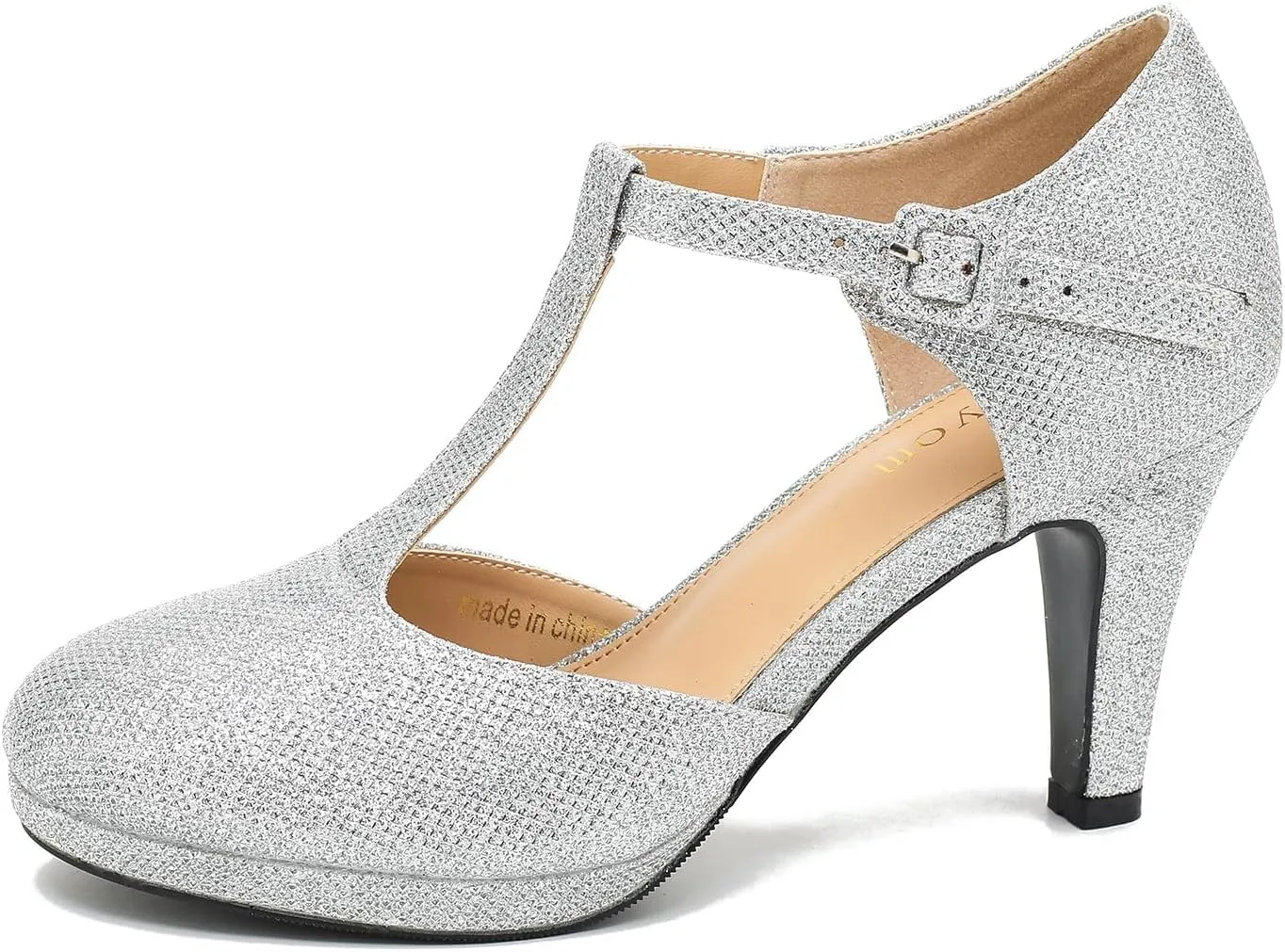 Women's Pumps Close Toe Kitten Heels Retro T Strap Mary Jane Comfortable Office Work Dress Shoes