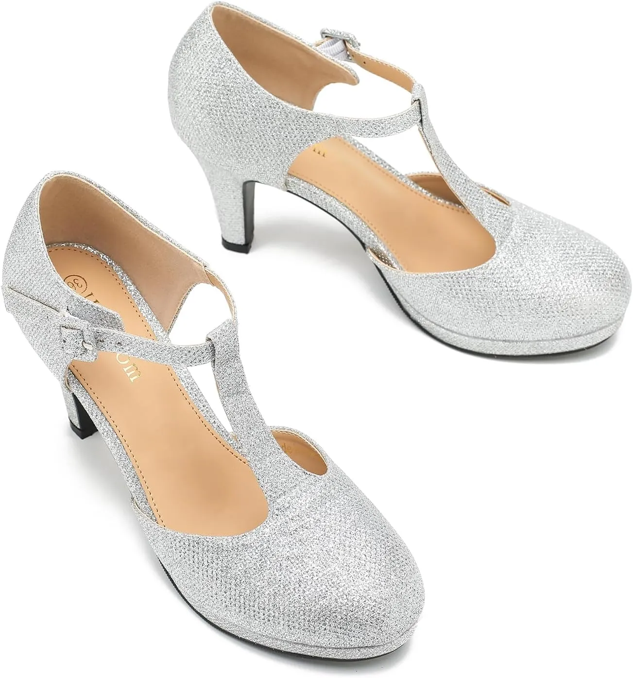Women's Pumps Close Toe Kitten Heels Retro T Strap Mary Jane Comfortable Office Work Dress Shoes