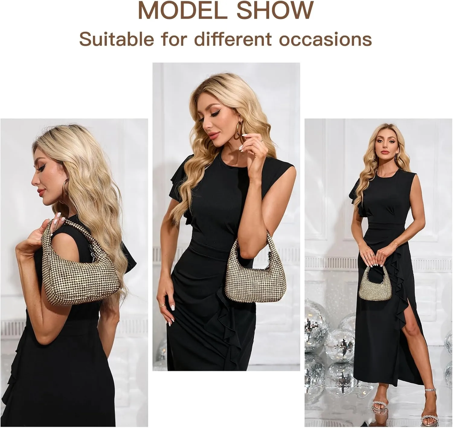 Women's Rhinestone Purses Sparkly Clutch Evening Handbag Prom Purse for Party Bridal Wedding