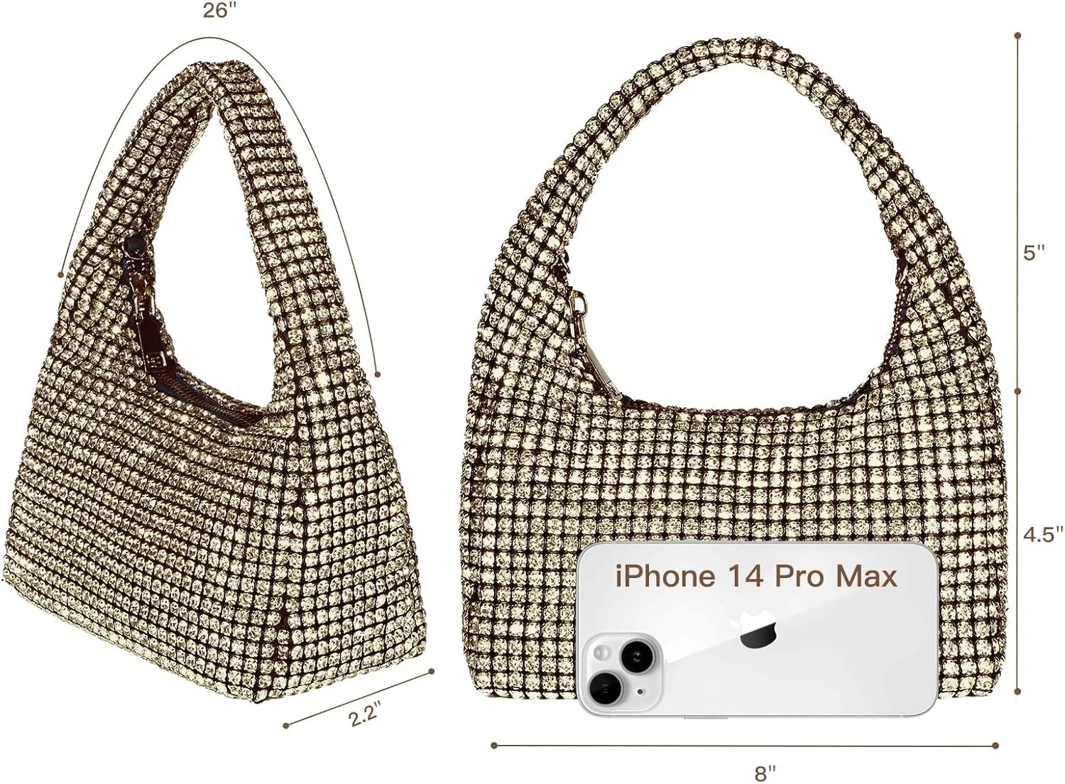 Women's Rhinestone Purses Sparkly Clutch Evening Handbag Prom Purse for Party Bridal Wedding