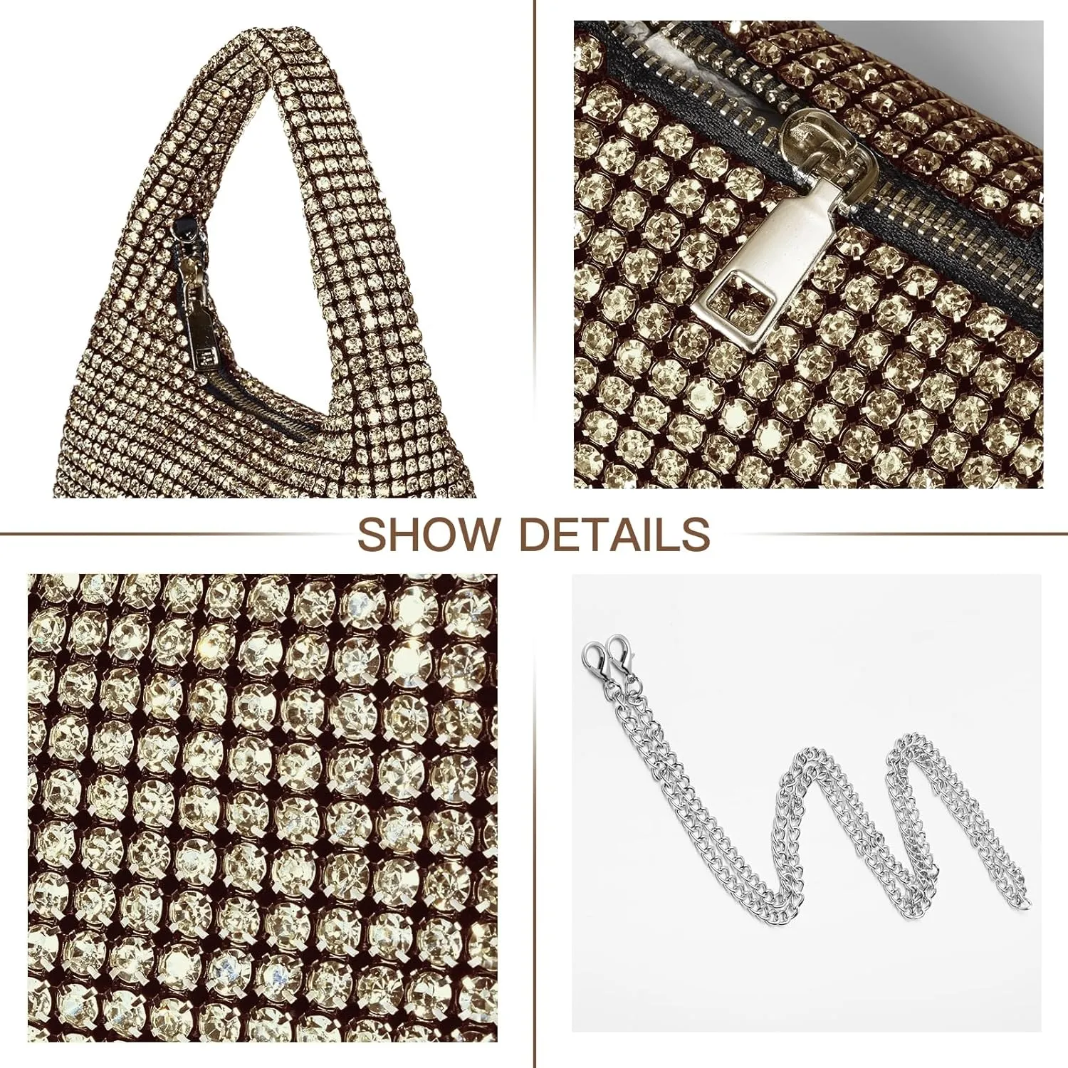 Women's Rhinestone Purses Sparkly Clutch Evening Handbag Prom Purse for Party Bridal Wedding